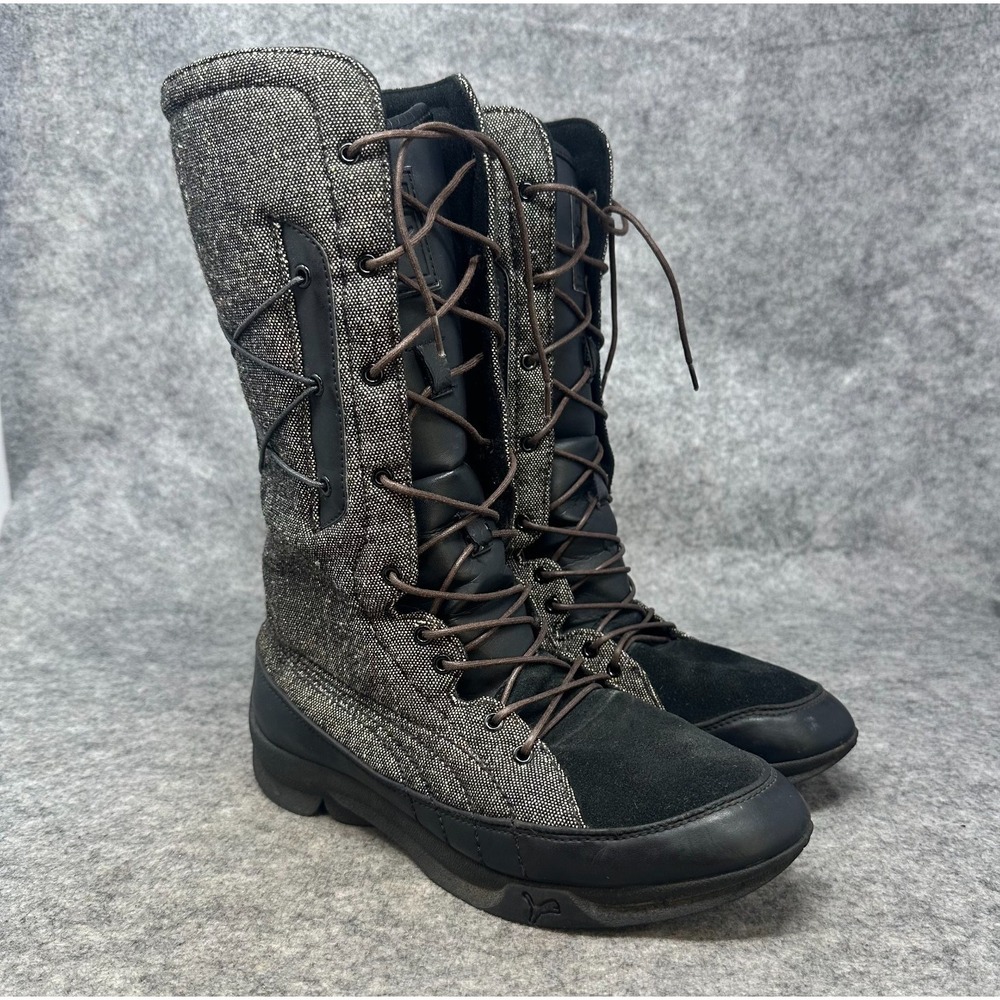 Vtg Puma High Boots Tweed Y2K Women Sz 8 Insulated Lace Up Grunge Punk Suede